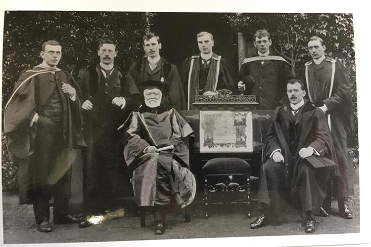 Photograph of Carnegie and representatives of Scottish Ancient Universities