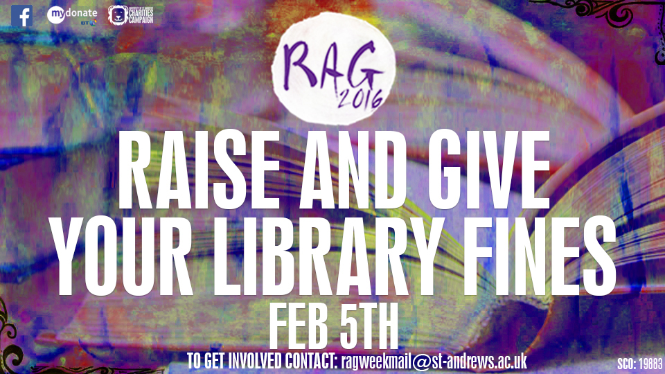 Rag Week Library Fines poster