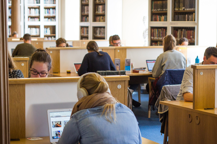 Students studying in King James Library